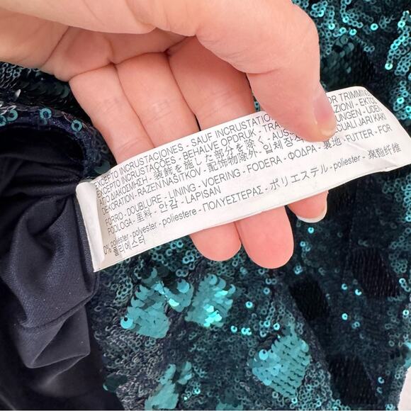 Zara Green Sequined Ruffled Sleeve Mini Dress Blogger Favorite XS - Picture 3 of 11